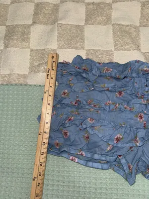 Free People Ruffle Up Bloomer Blue Floral Tiered Ruffle Shorts Mens Size M thumbnail 3