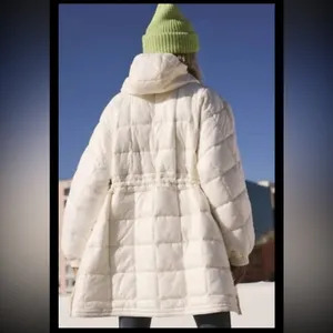 Free People Movement Patricia Packable Poncho Puffer Coat Drawstring White Large thumbnail 6