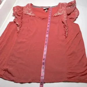 Knox Rose Coquette girl top ruffles embroidered‎ vneck lightweight boho size small top thumbnail 6
