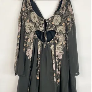 Free People Penny Lover Mini Dress in Raven Combo Women's Size Large boho flowy thumbnail 6
