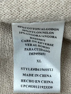 Democracy Beige Angora Blend Open Knit Pocket Draped Open Front Cardigan XL thumbnail 5