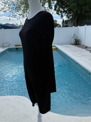 Lulu's Black Long Sleeve Crewneck Sheath Dress Size Medium thumbnail 3