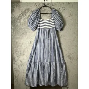 Emerson Fry‎ x Love Tomas Striped Smocked Cotton Maxi Dress Puff Sleeve XS/S thumbnail 4