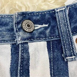 Abercrombie & Fitch Striped Denim Mini Skirt High Waist Raw Hem 24 thumbnail 5