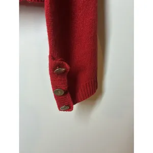 vintage Forenza red knit cardigan crew neck gold-tone buttons Lambswool Stain M thumbnail 2