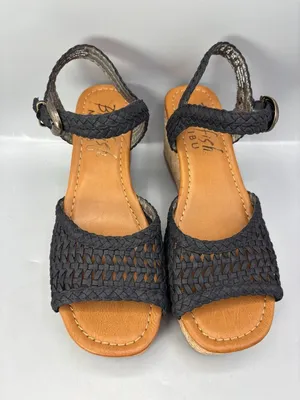 Blowfish Malibu Aric Sandals Women 8M Black Cork Sole Wedge Heel Square Toe thumbnail 3