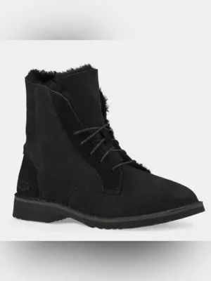 UGG Quincy Combat Boots Black Women’s Size 5 NIB Sheepskin Sold Out $170 Retail thumbnail 4