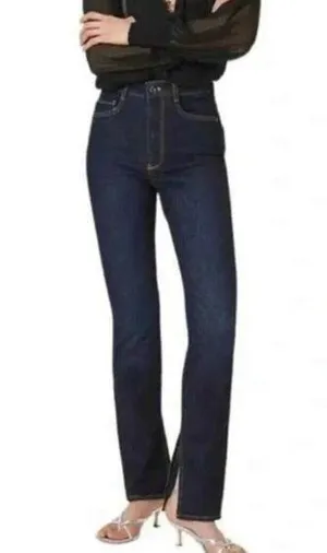 NWT PILCRO Anthropologie 28 Split Hem Straight Leg Jeans Stretch High Rise R11-7 thumbnail 1