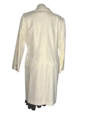 LILY & TAYLOR Ivory Blazer Coat Longline Crystal Buttons Shimmer Fabric Size 14 thumbnail 2