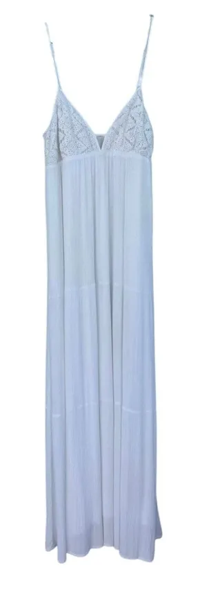 Let Them Eat Cake Flowy Sleeveless Maxi Dress Crochet Top White Size XS Boho thumbnail 1