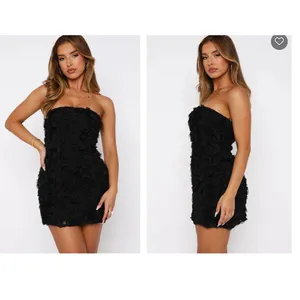 White Fox Pretty Women Mini dress floral tulle Black Strapless size M black thumbnail 2