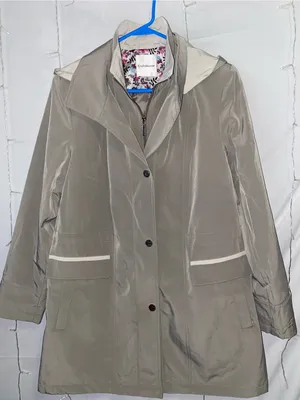 Coldwater Creek Olive Green Hooded Trench Coat with Contrast Trim thumbnail 6