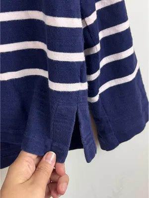 Madewell Rugby Polo Tee Navy White Stripe Oversized Coastal Preppy Size S thumbnail 7
