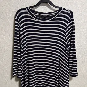 Roolee black White Striped Ribbed Knit Maxi Dress 3/4‎ Sleeve Small thumbnail 5