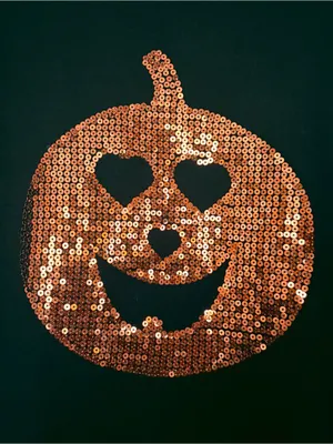 DARI Halloween Pumpkin Sequin Sweater Black Knit Jack O Lantern Women's XL EUC thumbnail 7