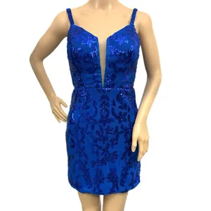EAST COAST BELLA Royal Blue Sequin Cocktail Dress Corset Back Mini Women’s Sz 2 thumbnail 11