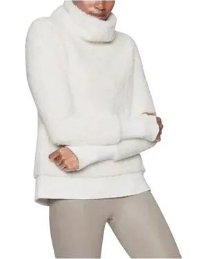 Athleta Nirvana Sherpa Funnel Neck Sweatshirt Cream Size L Athleisure Neutral thumbnail 1