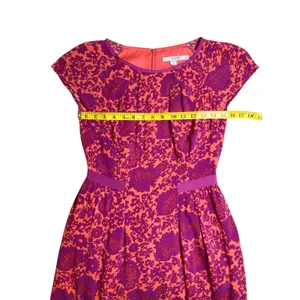 Boden Easy Day Cap Sleeve Mini Dress in Orange in Fuchsia Floral Size 4 EUC thumbnail 4