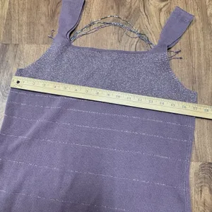 Bandolino Purple Beaded Tank Top Size XL‎ Boho Y2K Sleeveless Blouse Shimmer thumbnail 6