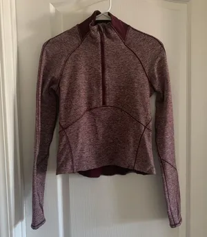 Lululemon Women’s 4 Always Alert 1/2 Zip Heathered Garnet Winter Outdoor Top thumbnail 1