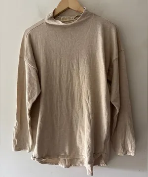Michael‎ Kors Beige Oatmeal Mock Neck Oversized Sweater thumbnail 1