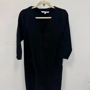 The Nines by HATCH Black 3/4 Sleeve Button-Front Maternity Crop‎ Jumpsuit Small thumbnail 4