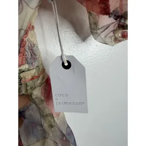 Coco & Jaimeson‎ Floral Puff Sleeve Cottagecore Babydoll Mini Dress Romantic LG thumbnail 7