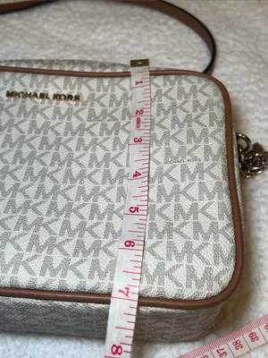 Michael Kors East West Logo Crossbody in Vanilla and Brown Trim thumbnail 12