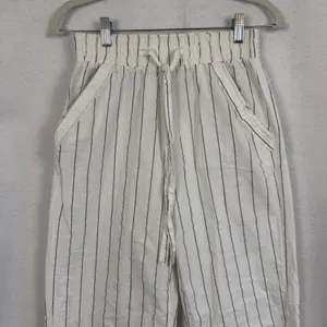 Sienna Sky Womens White Striped Wide Leg Drawstring Pants Medium‎ Boho Vacation Resortwear thumbnail 3