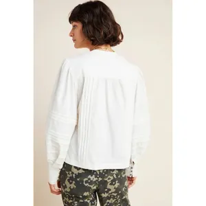Anthropologie Delilah White Lace Embroidered Puff Sleeve Peasant Blouse Top US 0 thumbnail 2