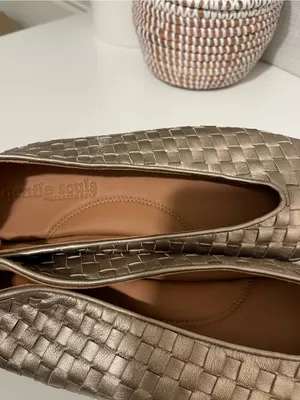 GENTLE SOULS Willow Metallic Woven Leather Ballet Flats - Champagne 10 thumbnail 8