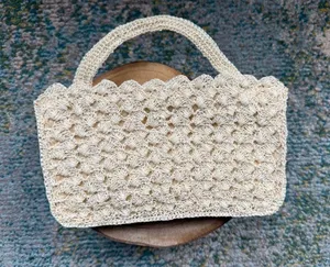 Vintage 50/60’s woven plastic bridal wedding clutch bag thumbnail 2