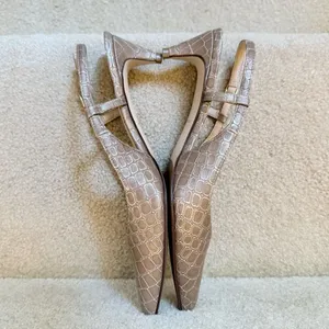 Cole Haan Julianna Low Sling Beige Crock Print‎ Career Slingback Heels size 7.5 thumbnail 6