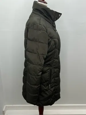 Kenneth Cole New York Olive Green Womens Quilted Puffer Coat Jacket Size Medium thumbnail 7