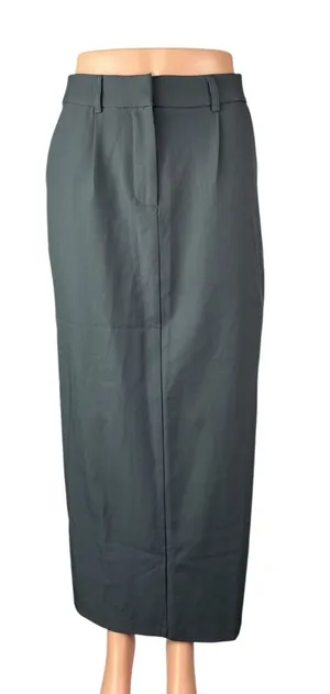 Princess Polly Women's Dark Gray High Waisted Slit Pleated Pencil Midi Skirt 4 thumbnail 1