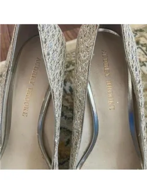 Audrey Brooke Silver Metallic Peep Toe Platform Heel Cocktail Wedding Prom thumbnail 6