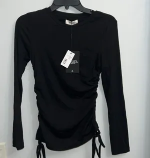 4th & Reckless Women'S Matilda Ruched Side Top In Black Small Nwt thumbnail 3