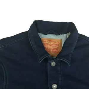 Levi’s Original Trucker Jacket Women’s Small Dark Wash Denim Button Front Stretc thumbnail 2