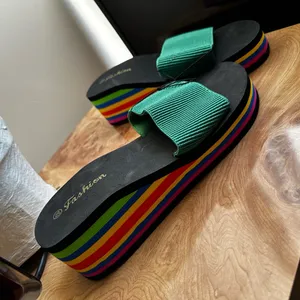 Colorful Striped Platform Sandals Green Size 10 thumbnail 6