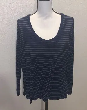 American Eagle soft & sexy blue striped long sleeve top thumbnail 1