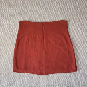 Fashion On Earth Coral Orange Linen Button Mini Skirt Sz Sm thumbnail 2