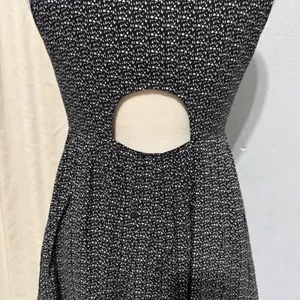 Ladakh Black White Geometric Print Fit Flare Zip Dress Women Size 4‎ Cutout thumbnail 10