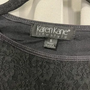 Y2K whimsy goth fairy Karen Kane Black Lace Long Sleeve Top thumbnail 3