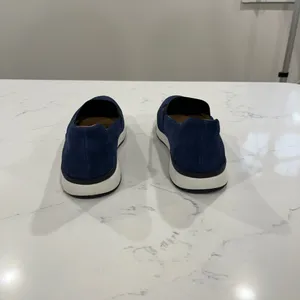 Vionic Navy Suede Slip-On Flats with Black Elastic thumbnail 4
