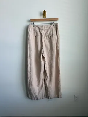 Madewell The Harlow Wide Leg Pants Beige Linen Blend Sailor Waist Size 8 thumbnail 11