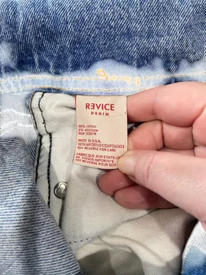 Revice Denim Fold Over Waist Baggy Denim Jeans Blue Size 28 Distressed Retro thumbnail 4