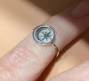 Sterling Silver Moon & Star Toe Ring Midi Ring thumbnail 1
