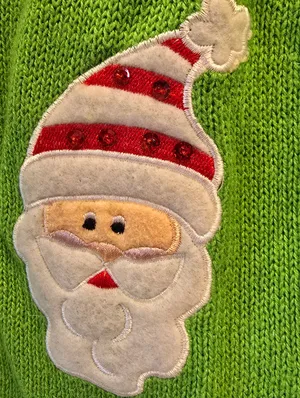 {L} Vintage Christmas Santa Claus Knit Sweater Cardigan Embroidered Embellished thumbnail 5