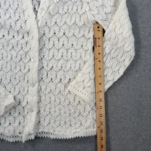 Vintage Americana Knitting Mills Open Knit Cardigan Sweater Women's 38 Ivory thumbnail 5