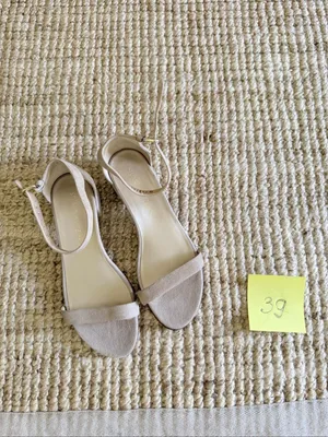 Stuart Weitzman Nude Suede Ankle Strap Low Block Heel Sandals Size 8M thumbnail 2